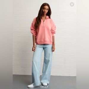 AE Pink Quarter-Zip Sweatshirt